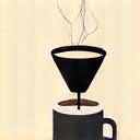 Illustration of a pour-over coffee brewer dripping into a cup.